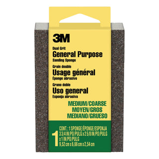 3M Sanding Sponge, 909-ESF, Dual Grit Block, 3 3/4 in x 2 5/8 in x 1 in