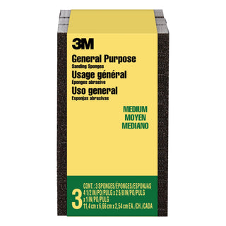 3M General Purpose Sanding Sponge CP002-3PK-LG, Block