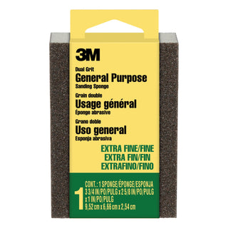 3M Sanding Sponge, 907-ESF, Dual Grit Block, 3 3/4 in x 2 5/8 in x 1 in