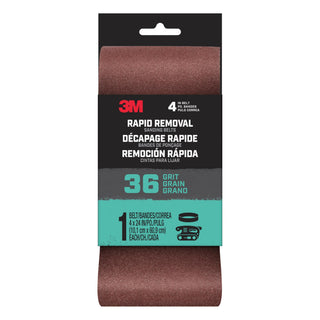3M Rapid Removal 4 x 24 inch Power Sanding Belt, 36 grit,
Belt4x241pk36, 1 pk