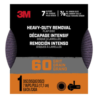 3M Heavy Duty Removal 7 inch Flap Disc, 60 grit, FlpDisc7in60, 1/pk