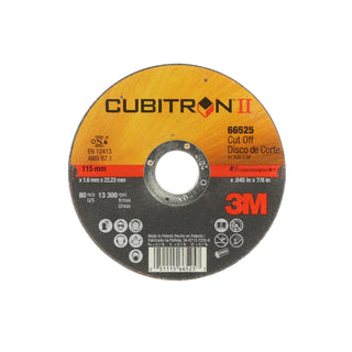 3M Cubitron II Cut-Off Wheel, 66525, 36, T41, 115 mm x 1.6 mm x 22.23
mm