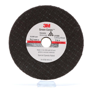 3M General Purpose Cut-Off Wheel 01988, 3 in x 1/16 in x 3/8 in