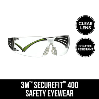 3M SecureFit 400 Eye Protection SF400C-WV-6-PS Clear Anti-Fog