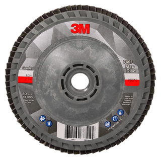 3M Flap Disc 769F, 80+, T27 Quick Change, 4-1/2 in x 5/8 in-11