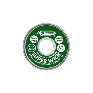 MG Chemicals 425-LF Desoldering Braid No Clean Fine Braid Super Wick for Lead Free Solder 0.075" Width x 5' Length Green