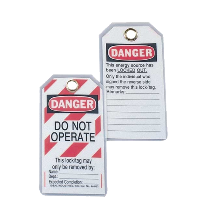 Ideal 44-849 Lockout Tag Standard, "Do Not Operate", Striped, 25/Pkg.