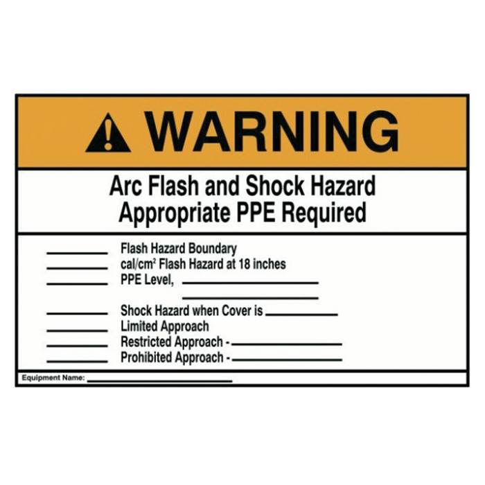 Ideal 44-896 Warning Label, Nec Arc Flash, 7" x 10", Adhesive