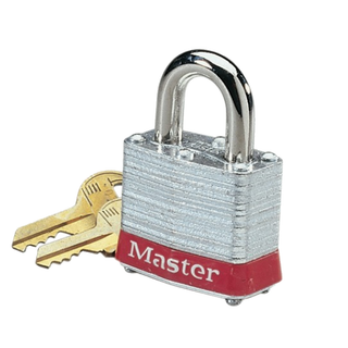 Ideal 44-907 Padlock, Steel, 2" Shackle, Red Bumper