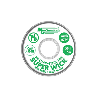 MG Chemicals 453-NS No Clean Super Wick Desoldering Braid 400-NS Series #3 0.075" Width x 50' Length Green