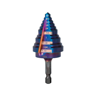 Spyder 19024 Stinger Mach-Blue 10 Step Bit, Hex Shank, 1/4 Inch - 1-3/8 Inch