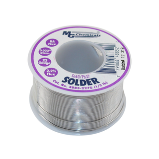 MG Chemicals 4885-227G 4880 Series Sn63/Pb37 Rosin Core Leaded Solder 0.032" Diameter 1/2 lbs Spool Amber