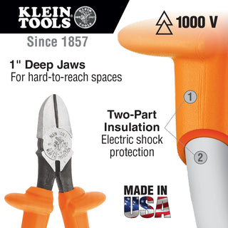 Klein Tools D220-7-INS 7" Insulated Heavy-Duty Diagonal-Cutting Pliers