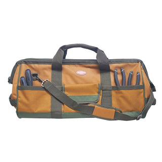 Bucket Boss 60024 Gatemouth 24 Tool Bag, Brown, Green 19 Pockets