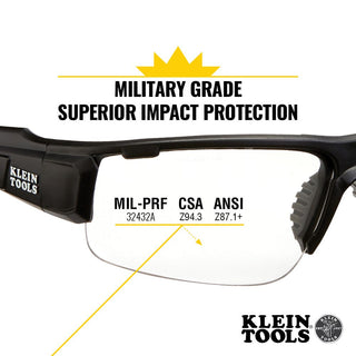 Klein Tools 60536 Safety Glasses, Professional PPE Protective Eyewear with Semi Frame, Scratch Resistant and Anti-Fog, Indoor/Outdoor Lens