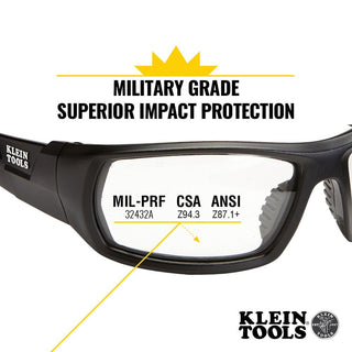 Klein Tools 60537 Safety Glasses, Professional PPE Protective Eyewear with Full Frame, Scratch Resistant and Anti-Fog, Indoor/Outdoor Lens