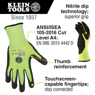 Klein Tools 60198 Work Gloves, Cut Level 4, Touchscreen, X-Large, 2-Pair