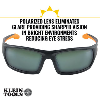 Klein Tools 60539 Safety Glasses, Professional PPE Protective Eyewear, Full Frame, Scratch Resistant and Anti-Fog, Polarized Lens