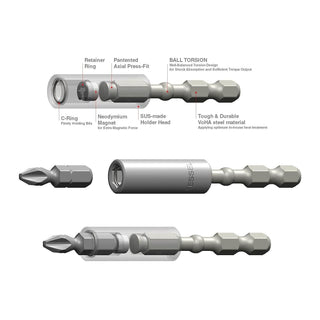 Vessel Tools IBHBM67 Impact-Ball Torsion Bit Holder