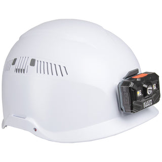 Klein Tools 60150 Safety Helmet, Vented-Class C, with Rechargeable Headlamp, White