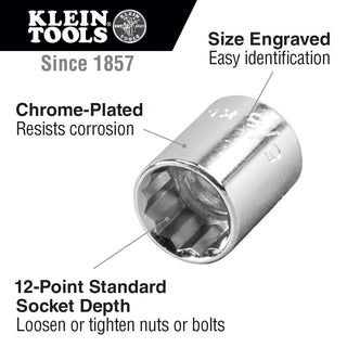 Klein Tools 65811 1-1/8-Inch Standard 12-Point Socket 1/2-Inch Drive