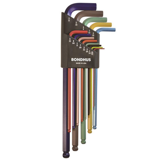 Bondhus 69637 ColorGuard Ball End L-Wrenches Set, .050 - 3/8", 13 Pc.