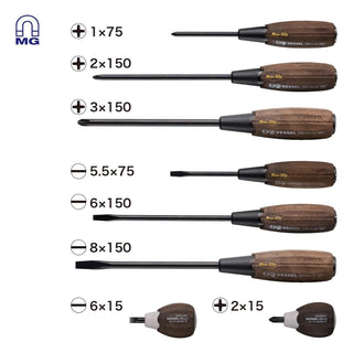Vessel Tools 3308EVA WOOD-COMPO Non-Slip Tang-Thru Screwdriver Set