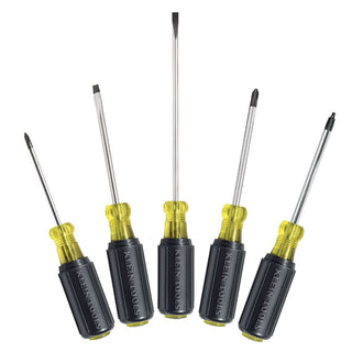 Klein Tools 85445 Screwdriver Set, Slotted, Phillips and Square Tip Drivers, Non-Slip Cushion Grip, 5-Piece s