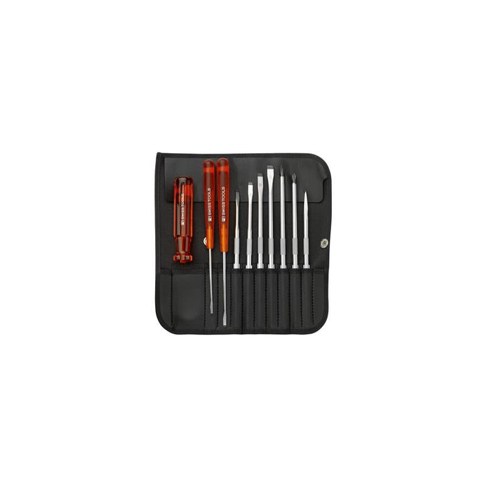 PB Swiss Tools PB 215.ind Classic screwdriver set with interchangeable blades in a compact imitation leather roll-up case