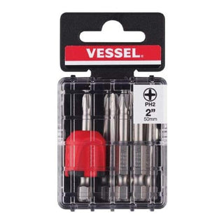 Vessel Tools MGEPH250P10T Neck Torsion Power Bits, PH2 x 50 mm, Mag Enhancer, 10 Pc.