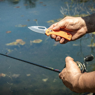 Klein Tools OFK000ORT Resurgence Fishing Pocket Knife, Orange & Drop Point