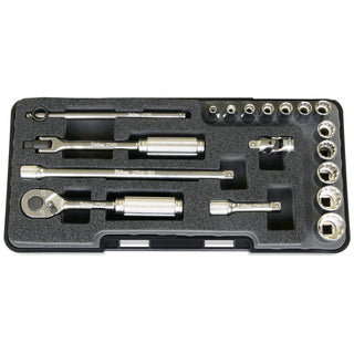 Ko-Ken P2281A-12P 1/4 Sq. Dr. Socket set 12 point Plastic Case 18 pieces