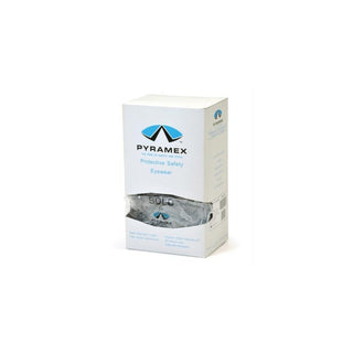 Pyramex S510SD Solo Dispenser packaging includes 12 individually wrapped, clear lens glasses