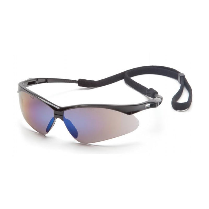 Pyramex SB6375SP PMXTREME Blue Mirror Lens with Black Frame and Cord