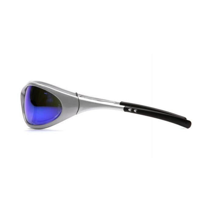 Pyramex SS3365E  Zone II - Silver Frame/Ice Blue Mirror Lens - Straight back, Rubber Coated Temple Tips