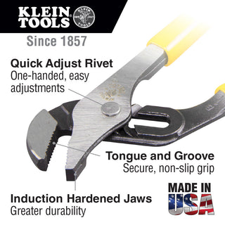 Klein Tools D502-10TT Pump Pliers, 10", Tether Ring