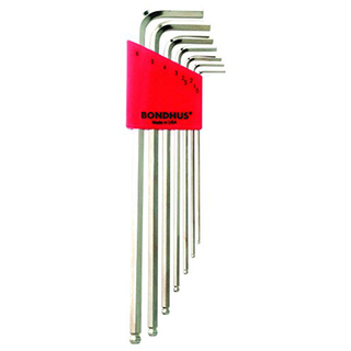 Bondhus 17092 Set of 7 Balldriver L-wrenches with BriteGuard Finish, Extra Long Length, Sizes 1.5-6mm