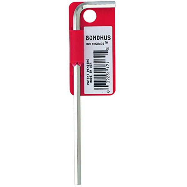 Bondhus 17149 1.27mm x 72mm Ball End Tip Hex Key L-Wrench with BriteGuard Finish, Tagged and Barcoded, 10 Pack
