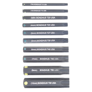 Bondhus 32038 T10-T55 x 2" Long, Star ProHold Socket Bits