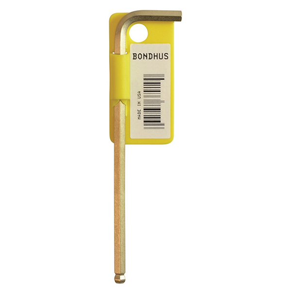 Bondhus 37912 1/4 x 5.6" Ball End Tip Hex Key L-Wrench with GoldGuard Finish, Tagged and Barcoded, 5 Pack