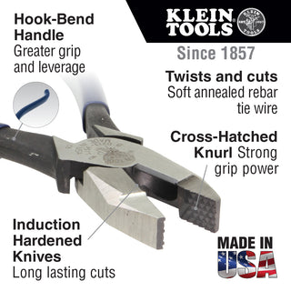 Klein Tools 201-7CST Rebar Work Pliers, Plain Handle