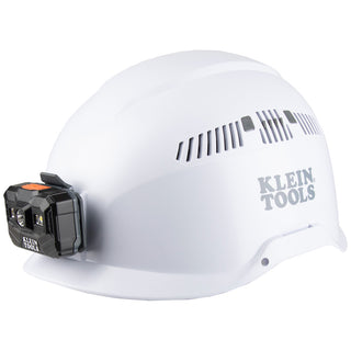 Klein Tools 60150 Safety Helmet, Vented-Class C, with Rechargeable Headlamp, White