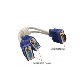 Syba CL-CAB32001 VGA HD15 Male to Dual VGA HD15 Female Adapter