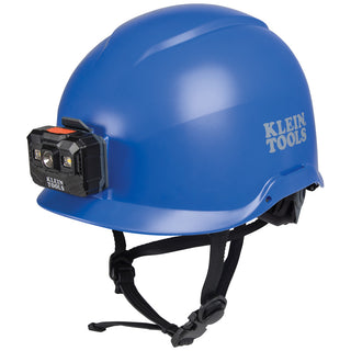 Klein Tools 60148 Safety Helmet, Non-Vented-Class E, with Rechargeable Headlamp, Blue