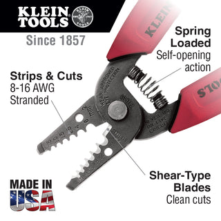 Klein Tools 11049 Wire Stripper/Cutter for 8-16 AWG Stranded Wire