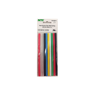 NTE Electronics HS-ASST-6 Thin Wall Heat Shrink Tubing Kit Assorted Colors 6" Length 3/16" Dia. 10 Pieces