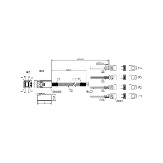 iStarUSA K-HD43XSA-50 HD miniSAS SFF-8643 to 4x SATA Forward Breakout 50 cm Cable