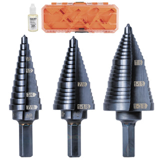 Klein Tools KTSBSPRO Premium Electrician's Hex Step Bit Set, 3/8", 3 Pc.