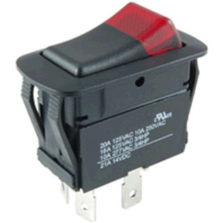 NTE Electronics 54-231W Waterproof Miniature Illuminated Rocker Switch