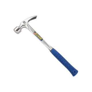 Estwing E3-22CM 22 Oz Framing Hammer W/ Curved Claw,Milled Face , Shock Reduction Blue Vinyl Grip